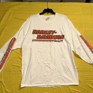 Harley-Davidson long sleeve Shirt Mens 2XL White Barnett Harley EL Paso, TX
